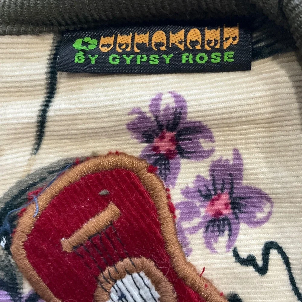 Gypsy Rose Boho Handmade Guatemala Floral Corduroy Guitar Wristlet Wallet Hippie